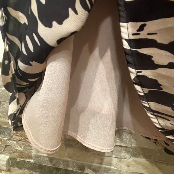 Sandro Paris Printed Black + Cream Silk Mini Dress 2 | Pockets Studded Rare NWOT - Picture 8 of 15